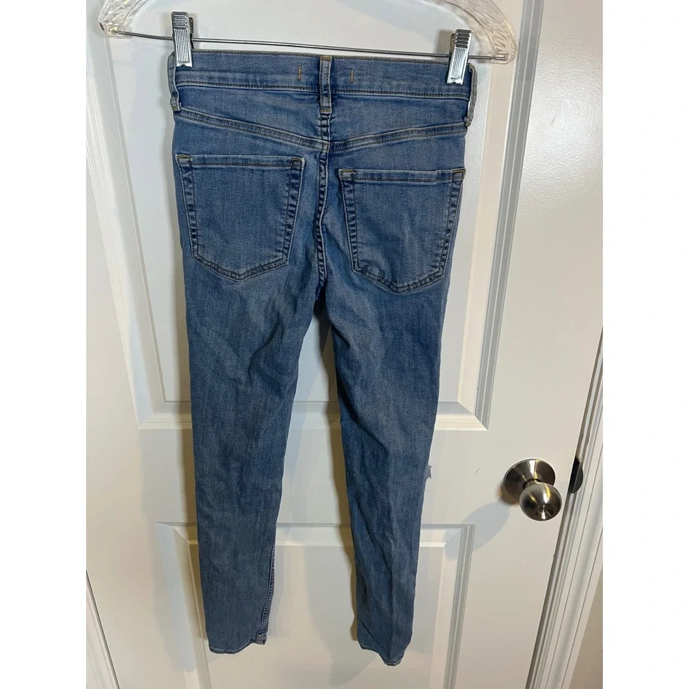 Free‎ People Womens Skinny Jeans Distressed Knee Blue Size 24